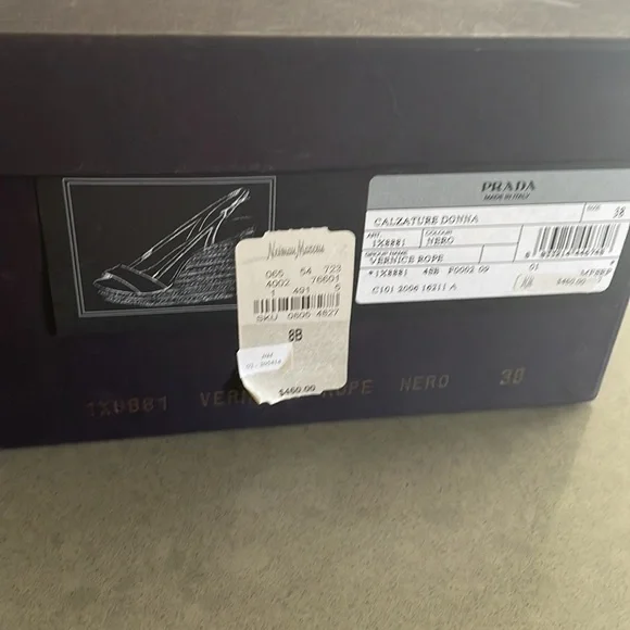 Gorgeous Prada patent leather slingback wedge heels